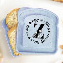 1入組手提三明治盒吐司便當，可重複使用的學生食品容器，零食盒創意26個首字母三明治盒，辦公室工作者便當盒