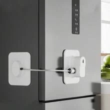 1入組冰箱鎖，附鑰匙的冰箱鎖，冷凍庫鎖和兒童安全櫥櫃鎖 - 黑白 - 查看 2