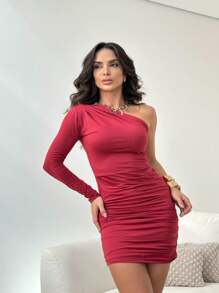 Women Short Dresses - 紅色 - 查看 1