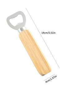 1pc/2pcs/4pcs Wooden Handle Stainless Steel Bottle Openers, Gift For Father - Beige - View 2