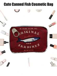 1個時尚鮭魚圖案大容量化妝包——帶拉鍊的便攜式化妝組織者，旅行和家居使用理想的化妝用品和小配件旅行組織者包，送女士女孩的收納化妝組織者化妝盒 - 彩色 - 查看 2