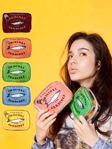 1個時尚鮭魚圖案大容量化妝包——帶拉鍊的便攜式化妝組織者，旅行和家居使用理想的化妝用品和小配件旅行組織者包，送女士女孩的收納化妝組織者化妝盒 - 彩色 - 查看 4