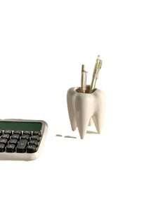 1入組創意多功能筆筒，可愛的桌面辦公文具收納盒，適用於學生、家庭房間用品和裝飾 - 白色 - 查看 4