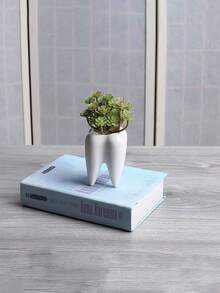 1入組創意多功能筆筒，可愛的桌面辦公文具收納盒，適用於學生、家庭房間用品和裝飾 - 白色 - 查看 6