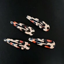 4pcs Leopard Print Pattern Hair Clips, Retro Horse Pattern & BB Clips, Y2K Style Hair Accessories For Girls Claw Clips Hair Claws Hair Barrettes, School Stuff - Multicolor - View 14