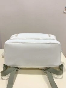 夏季新款时尚优质纹理背包设计感大行其道，时尚出门必备大容量学生背包，高中生潮流背包，返校用品 - 白色 - 查看 5