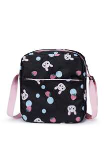 Rabbit Graphic New Three-Piece Girls And Boys Bag Set, Primary /Secondary /High School Students Large-Capacity Backpack, Multi-Functional Messenger Bag, Pencil Case, Ideal School Bag Set For School Perfect For Back To School, First Day Of School, College, Middle School, High School, Fashion Bookbag With Pencil Pouch - Multicolor - View 4