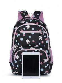 Rabbit Graphic New Three-Piece Girls And Boys Bag Set, Primary /Secondary /High School Students Large-Capacity Backpack, Multi-Functional Messenger Bag, Pencil Case, Ideal School Bag Set For School Perfect For Back To School, First Day Of School, College, Middle School, High School, Fashion Bookbag With Pencil Pouch - Multicolor - View 5