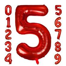 New 32-Inch 0-9 Number Aluminum Foil Balloons In Red, White, Ombre, Green, Mint Blue Series For Birthday Wedding Anniversary Party Decorations - Red - View 6