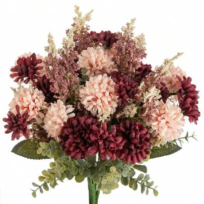 1/80pcs Artificial Peony Flower Bouquet, Simulated Chrysanthemum, Suitable For Autumn Decor, Wedding Vase, Home Dining Room Bedroom Decor, Holiday Birthday Party Supplies, Outdoor Garden Decoration
