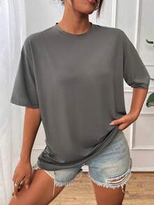 Customized Gift For Christmas, Thanksgiving, Women's T-Shirt - Add Your Own Text/Image (Slogan, Name, Badge, Company Logo, Family Photo, Selfie) To Design Your Personalized Printed T-Shirt, Anniversary, Valentine's Day, Christmas, Thanksgiving, New Year Pattern, Baby/Couple/Family/Pet Photo, Custom T-Shirt - Dark Grey - View 4