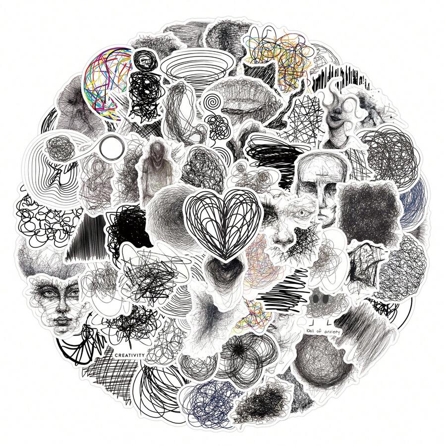 Bộ 110 miếng dán tranh vẽ nguệch ngoạc I Phần thưởng hoạt hình dễ thương cho các bữa tiệc dành cho trẻ em và thanh thiếu niên - Nhãn dán sổ lưu niệm thẩm mỹ cho chai nước, máy tính xách tay, vali - Đề can PVC chống thấm nước - Sự lựa chọn hoàn hảo cho quà tặng Halloween, Lễ tạ ơn, Giáng sinh và Phục sinh - Màu xám đen - Xem 1