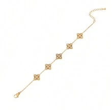 Freegrow 1 件不锈钢方晶锆石花朵手链，适合女性日常佩戴情人节、妈妈、母亲、母亲节、礼物 - 2# - 查看 2