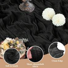 6 khăn trải bàn vải phô mai màu đen, cờ bàn voan mỏng phong cách Boho, đồ trang trí bàn bằng vải voan trong suốt cho tiệc cưới cô dâu sinh nhật - Đen 6 cái - Xem 7