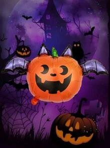 1入組萬聖節主題外星人形狀鋁箔氣球，帶可愛的卡通蜘蛛、鬼和網印花，萬聖節背景派對裝飾，節日家居和庭院場景裝飾，道具 - 彩色 - 查看 14