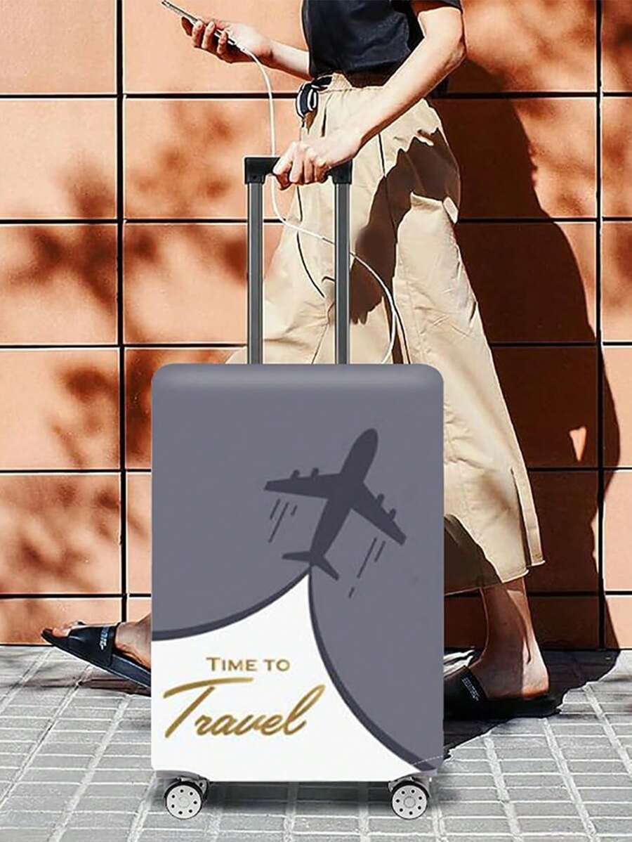 飞机图案行李箱套弹性旅行箱套防尘适用于 18 至 32 英寸学校用品返校用品大学宿舍学生旅行行李套行李箱保护套假期旅行必需品旅行配件学校包学校配件