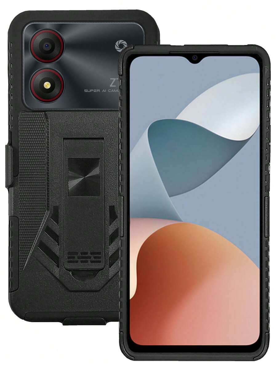 FUNDA USO RUDO CON ANILLO O CON CLIP PARA ZTE BLADE A34 ZTE BLADE A54 - Blanco y Negro - Ver 1