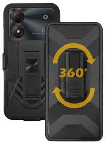 FUNDA USO RUDO CON ANILLO O CON CLIP PARA ZTE BLADE A34 ZTE BLADE A54 - Blanco y Negro - Ver 3