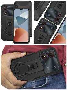 FUNDA USO RUDO CON ANILLO O CON CLIP PARA ZTE BLADE A34 ZTE BLADE A54 - Blanco y Negro - Ver 7
