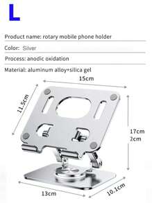 Soporte para portátil con base giratoria de 360°, elevador de computadora ergonómico para escritorio, altura ajustable y ángulo múltiple, soporte plegable para portátil, soporte metálico estable que admite portátiles de 4-13", color gris plata - Gris - Ver 4