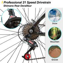 Hiland Bamcbase 24/26 Inch Adult Mountain Bike For Men And Women, MTB Bike With 21-Speed Rear Derailleur, V-Brakes & High-Carbon Steel Frame, Black/White - Black - View 4