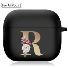 苹果耳机盒兼容 Airpods 第三代印刷金色字母柔软硅胶无线蓝牙耳机充电盒保护套 - AirPods 3rd (Black) - 查看 31
