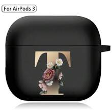 苹果耳机盒兼容 Airpods 第三代印刷金色字母柔软硅胶无线蓝牙耳机充电盒保护套 - AirPods 3rd (Black) - 查看 26