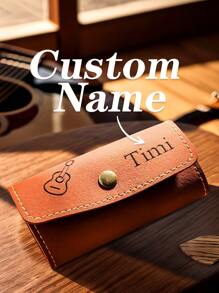 1pc Custom Name Guitar Pick Holder, Custom Guitar Pick Bag, Personalized Name Guitar Pick Leather Case, Leather Pick Bag With Pockets, Guitar Pick Sleeve Case, Guitar Accessories, Pick Holder Bag, Guitar Player Gift, Unique Gifts For Guitarist, Musician, Ideal For Valentine's Day, Mother's Day, Father's Day, Birthdays, Or Anniversaries, Couples Gift, Best Gift For Mom, Dad, Wife, Husband, Girlfriend, Boyfriend, Gift For Him/Her,Bass Guitar,Guitar Accessories Guitar,Custom Gift Bag,Multi-Functional,Reusable,Ornamental,Exquisite,Stylish,Adorable,Colorful,Cute,Funny,Custom,Personalized,Customized,Unique,Ideal Gifts For Her,Ideal Gifts For Him,For Anniversaries,For Birthdays - 15.7*11 Cm=6.18*4.33 Inches - View 1