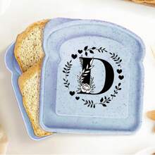 1入組手提三明治盒吐司便當，可重複使用的學生食品容器，零食盒創意26個首字母三明治盒，辦公室工作者便當盒