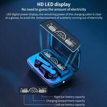 M19 Tws Bluetooth 5.1 Auriculares inalámbricos Control táctil Pantalla LED 9D Impermeable con micrófono - Negro - Ver 4