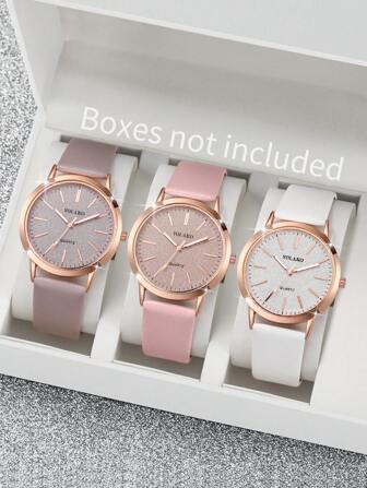 3 Stücke/Set Modische lässige Quarzuhr für Damen mit Zifferblatt und Armband als Geschenk für Studenten zum Schulbeginn