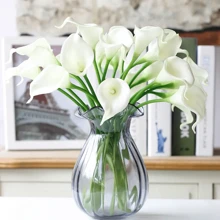 10 件白色假花人造马蹄莲丝绸花母亲节复活节人造花仿花家居派对厨房婚礼、情人节、礼物