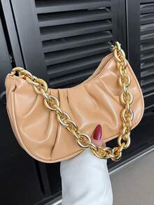 2024最新女士腋下包，時尚，高端質量，實色雲形摺紋設計，甜美風格在社交媒體上很受歡迎，適合名人、女士、情侶旅行、工作和辦公室、舞會、週末和度假，是必備的假日旅行物品，適合青少女、大學生、初學者和白領工人，非常適合辦公室、大學、工作、商業、通勤、戶外、旅行和休閒，時尚實用的女士商務休閒包，完美適合辦公室、商業和工作。 - 卡其色 - 查看 1