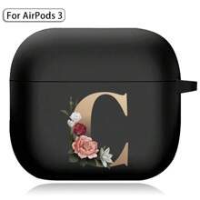 苹果耳机盒兼容 Airpods 第三代印刷金色字母柔软硅胶无线蓝牙耳机充电盒保护套 - AirPods 3rd (Black) - 查看 16