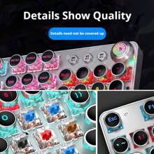 EWEADN Punk Typewriter Mechanical Gaming Keyboard, All-Metal Panel 104 Keys Full Size, Retro Punk Round Keycaps LED Colorful Backlit USB Wired Old Style Keyboards, With Multimedia Knob, For Game And Office, For Windows Laptop PC Black Switches(Black) - Black - View 6