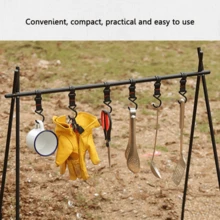 5pcs Outdoor Hanging Rack Strap Buckle Outdoor Camping Tool Moveable Storage Hook Detachable Crossbar Hook Tent Pole Strap Buckle - Black - View 5