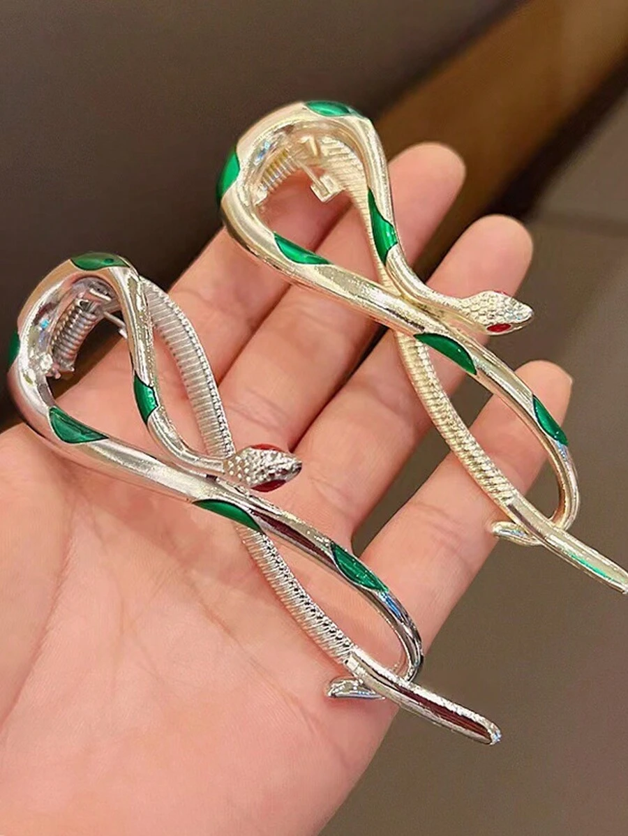 1入組蛇形髮夾，金屬扭轉髮夾髮型配件 - 金色 - 查看 1
