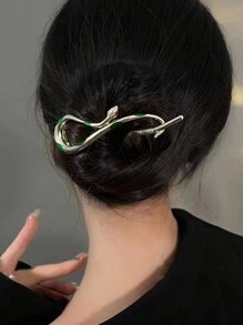 1入組蛇形髮夾，金屬扭轉髮夾髮型配件 - 金色 - 查看 2