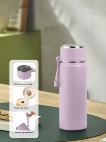 Stainless Steel Vacuum Insulated Cup, High-Capacity And Stylish Bullet-Shaped Bottle With Strap, Portable And Minimalist Design Water Bottle Back To School