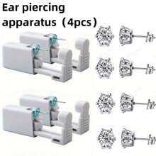 12pcs Nose Piercing Kit - Disposable Sterile Home Self Nose Piercing Gun Safe Painless Nose Stud Piercing Kit Tool With Stainless Steel Nose Pin - White - View 12