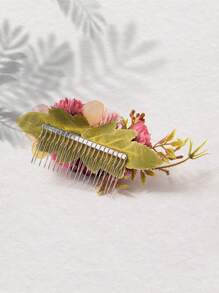 Nuevo accesorio para el cabello de estilo bohemio con flor de tela de rosa para novia y accesorios para el cabello de vacaciones en la playa, peinetas para el cabello lateral, artículos escolares