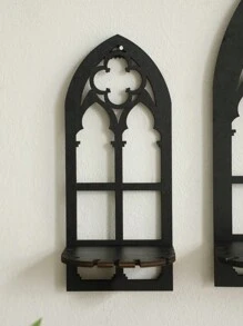 3 paquetes de decoración de pared de madera hueca en estilo gótico, decoración de pared gótica, marco de arco de catedral vintage gótico para decoración de habitación, decoración de pared colgante rústica y espeluznante para dormitorio, baño, sala de estar, decoración del hogar