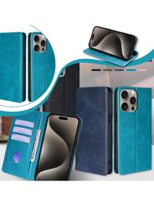 keyunfei 牛皮卡槽支架钱包式翻盖手机壳，兼容苹果 17/14 Pro Max/16E、三星 Galaxy A34 5G/Note20/S20 FE、POCO X4PRO 5G、红米 Note 12 4G、荣耀 X7A 4G、P30 Lite - 淺藍色 - 查看 10