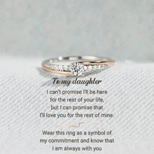 1枚優雅迷人的圓形白鑽石女士時尚雙色銀戒指，派對生日禮物，訂婚婚禮戒指，周年紀念禮物