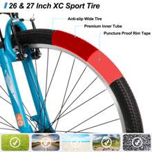 Hiland Bamcbase 26/27.5/29 Inch Adult Mountain Bike, Hardtail MTB Bike For Men And Women With Shimano 21-Speed Rear Derailleur, V-Brakes, Suspension Front Fork & High-Carbon Steel Frame, Grey/Black/Blue - Light Grey - View 6