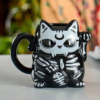 1pc,Halloween Cute Ceramic 3D Black Cat Coffee Cup,Cat Lovers Kitty Tea Mugs,Halloween Party Decoration, Gifts For Cat Mom,Dad,Women, Coffee & Tea Mugs,A Novel Gift