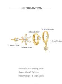 4Pcs Flower 925 Sterling Silver Earring For Women Fresh Style Stud Earring Suitable For Party Bridal Jewelry Valentines
