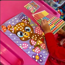 儿童圆点画书，DIY卡通动物马赛克贴纸创意教育益智玩具儿童贴纸书，儿童玩具 - 彩色 - 查看 5