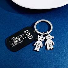 1入刻有1至3個名字的自定義鑰匙扣，個性化鑰匙扣附有DAD拳擊圖案，適合作為給父親的禮物 - 彩色 - 查看 14