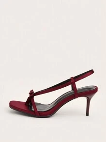 Party/Casual/Holiday Burgundy Bowknot Thin High Heel Sandals